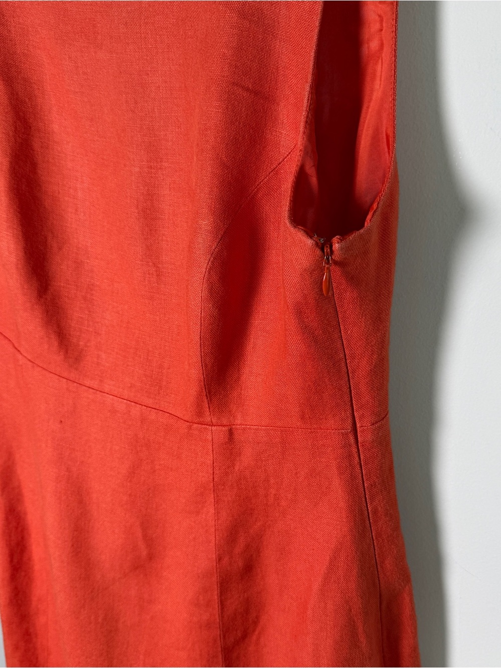 Vintage Talbots Orange Irish Linen Sleeveless Shift Dress Coastal Vacation 8 - Picture 4 of 8
